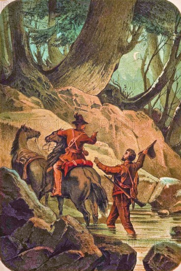 Travel adventure on the Oregon, conquest and settlement of the American West, 19th century, forest,