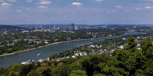 The Rhine with a view towards Bonn seen from the Drachenfels, Siebengebirge, Koenigswinter, North