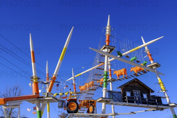High ropes course at the Outlet Outdoor Centre, FOC Füssen, Ostallgäu, Swabia, Bavaria, Germany