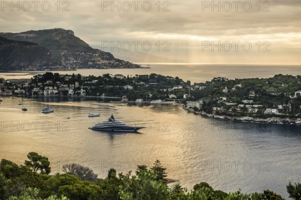 Panorama, Sunrise, View from Mont Boron, Saint-Jean-Cap-Ferrat, Cap Ferrat, Alpes Maritimes,
