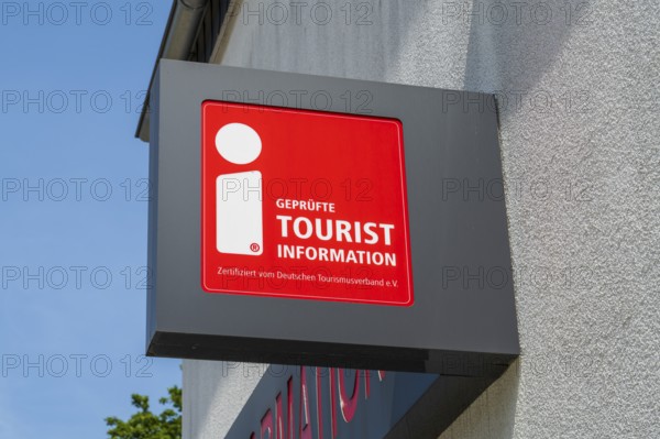 Tourist information sign, entrance to the garden show, Bad Lippspringe, climatic health resort,