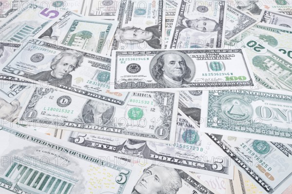 US dollar notes, 10 dollars, 1 dollar, banknotes