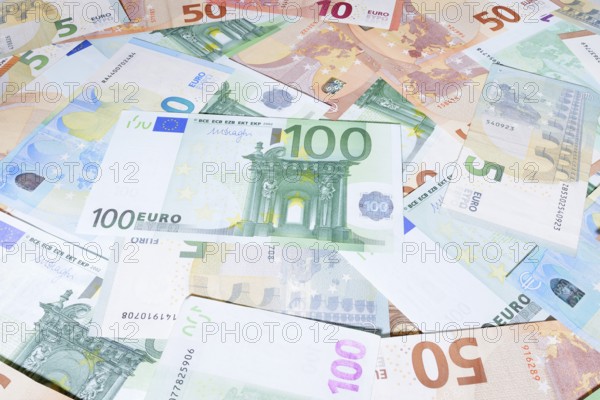 Various euro banknotes