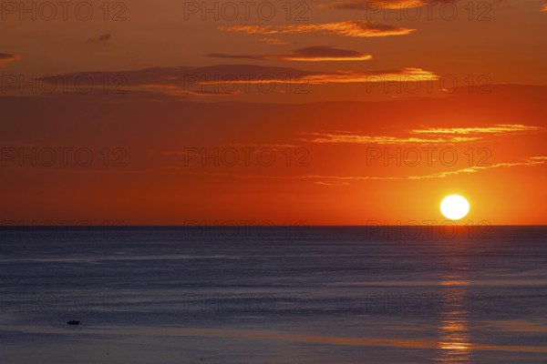 The sun rises on the Costa Rei in Sardinia, an Italian Mediterranean island, Sardinia, Costa Rei,