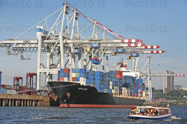 Tollerort, container terminal, container ship, Kota Kado, harbour, Hamburg, Germany