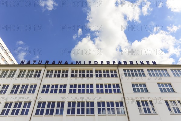 Naturana Miederfabriken, company building of Naturana Dölker Textilbekleidung, lettering,