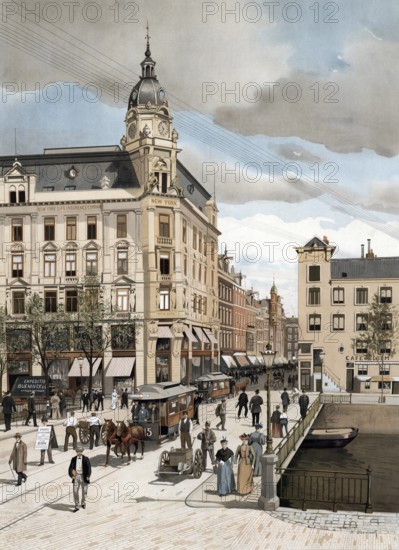 Leidsestraat, one of the main shopping streets in Amsterdam, Holland, Netherlands, authentic