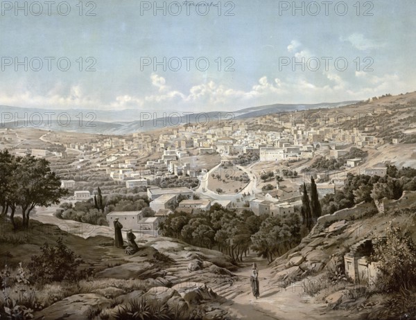 Nazareth, a city in the northern district of Israel in Galilee, authentic reproduction of a school