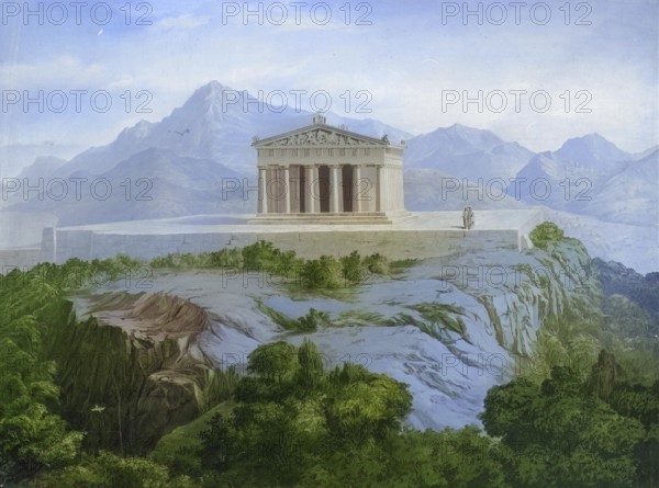 The sanctuary of Aphaia located on a hilltop is located on the Greek island of Aegina, between the