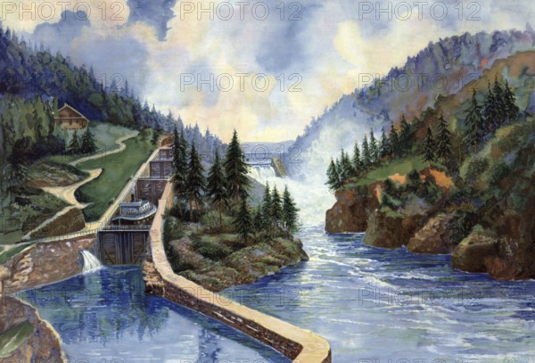Shipping lock, Vrangoss Telemark, Vrangfoss is the name of the largest lock of the Telemark Canal