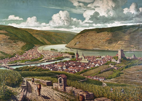 The Rhine breakthrough near Bingen, Rhineland-Palatinate, Germany, authentic reproduction of a
