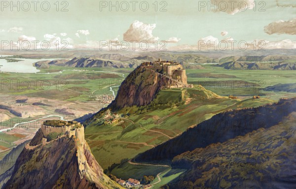 Hegau, burglary basin with volcanic ruins, a historic district of the Duchy of Swabia northwest of