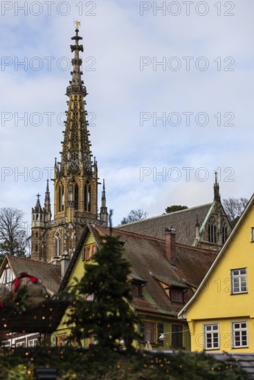Frauenkirch tower, Christmas market, city of Esslingen, district of Esslingen, Baden-WÃ¼rttemberg,