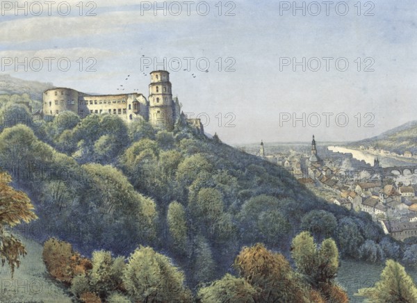 Heidelberg, city on the Neckar, Baden-WÃ¼rttemberg, Germany, authentic reproduction of a school