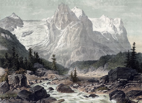 Wellhorn, mountain in the Bernese Alps and Wetterhorn, Bernese Oberland, Switzerland, authentic
