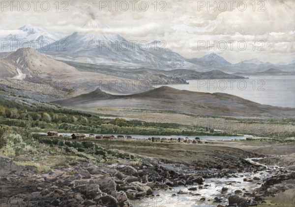 Active volcanoes in Kamchatka, peninsula in northeast Asia, Kamchatka region in the Far East