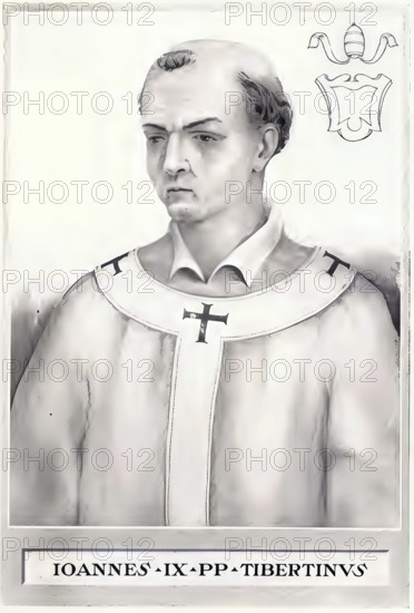 John IX (born in Tivoli, died 900) was pope from 898 to 900, Historical, authentic, digitally