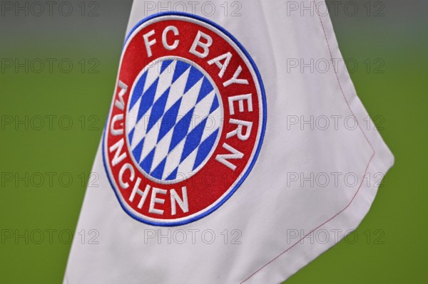 Corner flag with FC Bayern Munich FCB logo, Champions League, Allianz Arena, Munich, Bayern,
