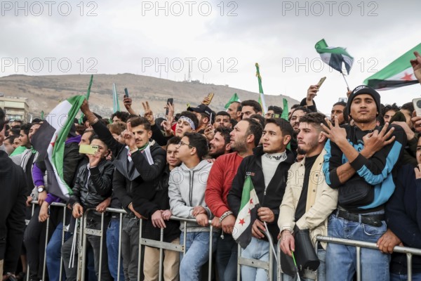 Damascus, Syria â€“ December 08, 2025: Thousands of Syrians gather in the iconic Umayyad Square in