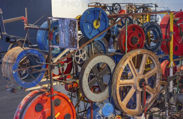Historical technology installation in the Tinguely Museum, Basel
