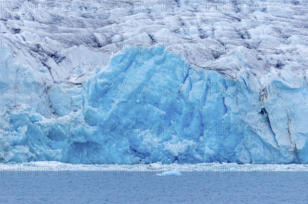 Lilliehöökbreen glacier in summer debouching into Lilliehöök Fjord, Lilliehöökfjorden, branch of