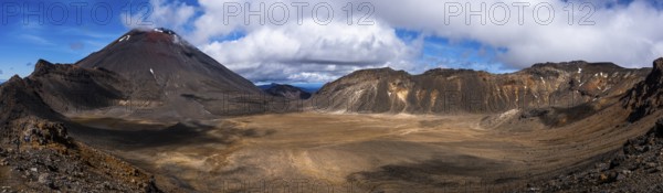 Mount Ngauruhoe, panorama, Tongariro alpine crossing, Tongariro National Park. North Island, New