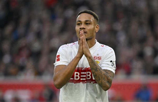 Nikolas Nartey VfB Stuttgart (28) disappointed gesture gesture MHPArena, MHP Arena Stuttgart,