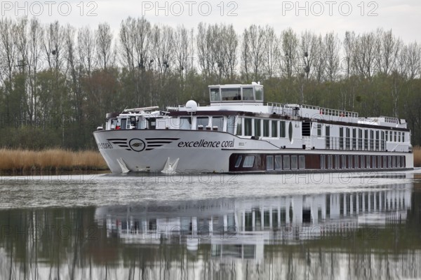 Excellence Coral river cruise ship on the Peene, tourism, Peenetal nature park Park,