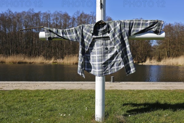 Clothes hung to dry by a nature photographer, washing clothes under outdoor conditions, Peenetal