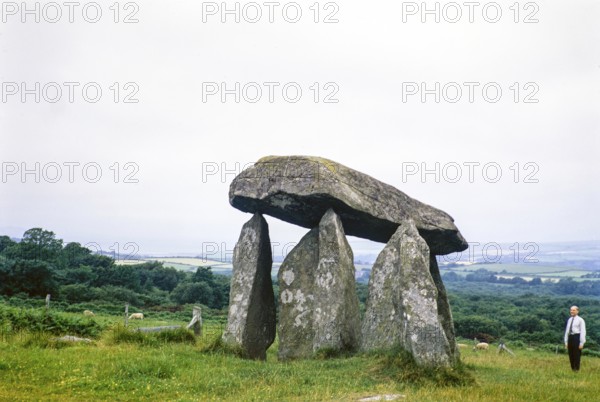 Pentre Ifan prehistoric Neolithic burial chamber, Crymych, Nevern, Pembrokeshire, Wales, UK 9 July