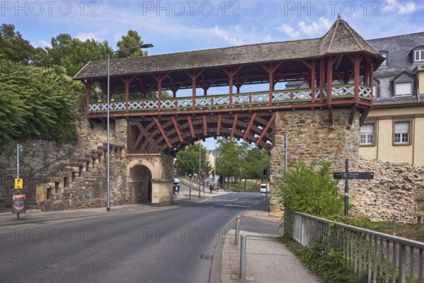 Historic city fortification, historicizing city gate Römertor, historic city wall Heidenmauer,