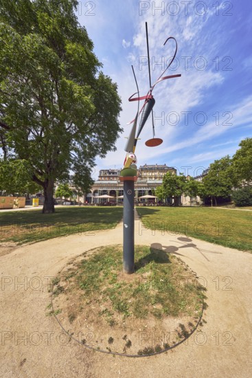 Sculpture for Wiesbaden, metal sculpture, sculptor Auke de Vries, park, trees, lawns, paths,