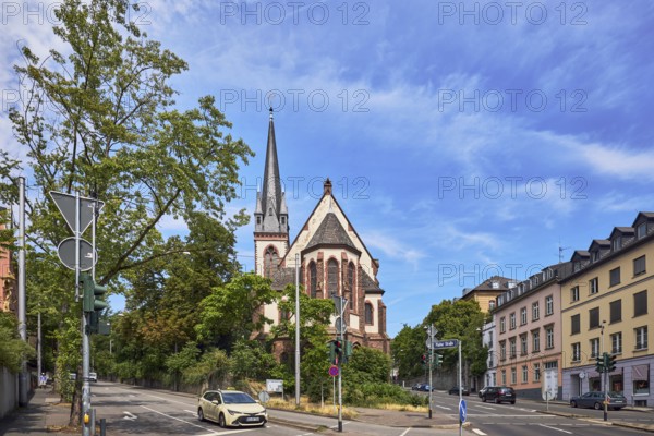 Old Catholic Church of Peace, street, general architecture, residential buildings, cars, taxi,