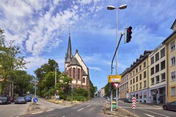 Church Old Catholic Church of Peace, street, lantern, traffic lights, cars, vehicles, general