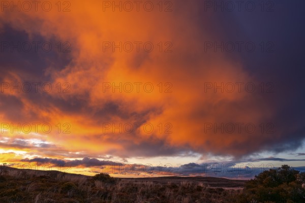 Cloudy sky at sunset, Tama Lake Walk (Tama Lakes Track) . Tongariro National Park, North Island,