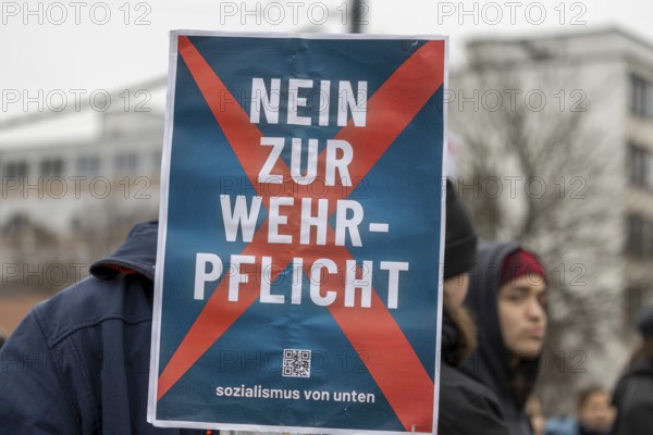 Demonstration against compulsory military service in Ludwigshafen am Rhein***Picture: Sign with the