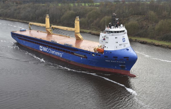 The new cargo ship, cargo ship, BBC SAO PAULO sails through the Kiel Canal, NOK, Kiel Canal,