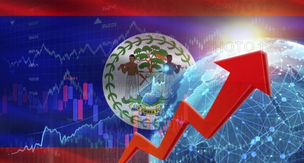 Global financial growth with Belizean flag. Financial growth with Belize flag on economic