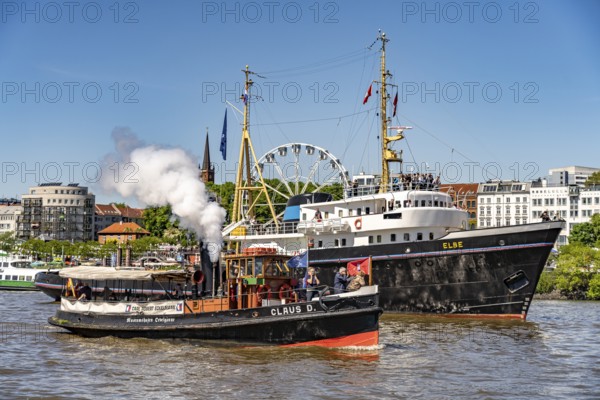 Steam tug Claus D. at the arrival parade of ships and sailboats, Hafengeburtstag Hamburg 2025 in