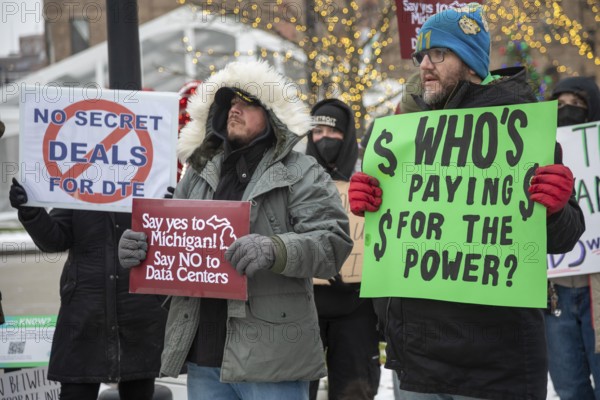Detroit, Michigan - Residents picket DTE Energy, opposing the electric utility's plan to provide
