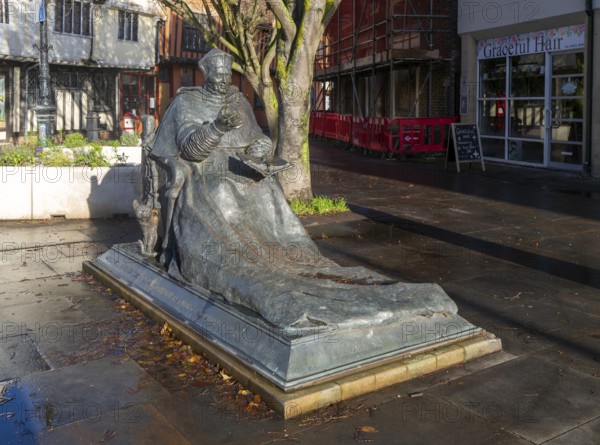 Bronze statue sculpture Cardinal Thomas Wolsey by David Annand unveiled 2011, Ipswich, Suffolk,