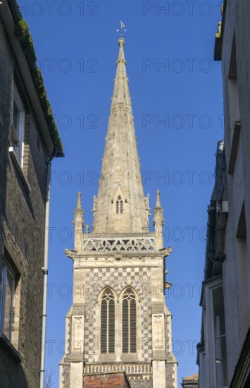 Spire of Ipswich Minster, formerly Saint Mary-le-Tower church, town centre of Ipswich, Suffolk,