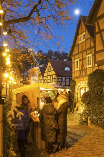 Elbhangfest Christmas market in Dresden Loschwitz in the historic village center of Loschwitz