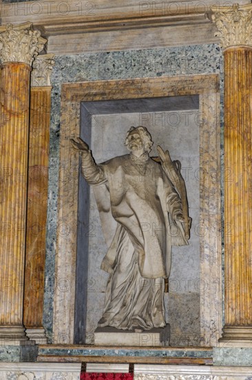 Statue sculpture of martyr St. Rasio in ancient Roman temple Pantheon di Agripppa, Catholic church