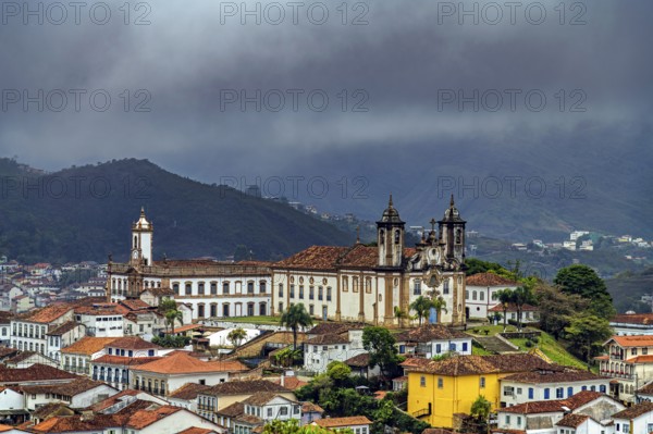 Dark, heavy clouds hung over the historic city of Ouro Preto before the storm, Ouro Preto, Minas