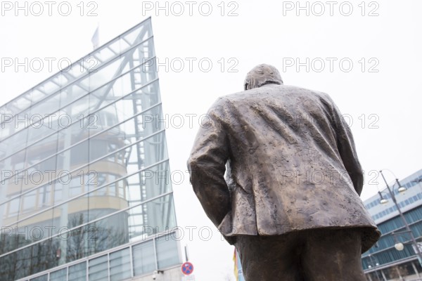 Walter LÃ¼bcke memorial in front of the Konrad Adenauer Haus, the party headquarters of the