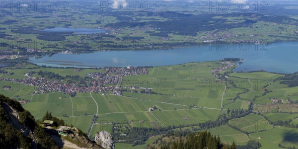 Panorama from Tegelberg, 1881m, on Schwangau, Waltenhofen, Hopfensee and Forggensee, OstallgÃ¤u,