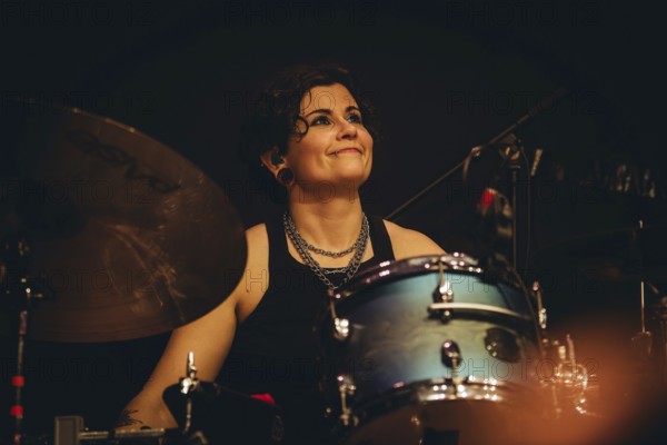 Camille Phillips, drummer from The Subways live on For Eternity Tour 2025 at Hole44 in Berlin on 29