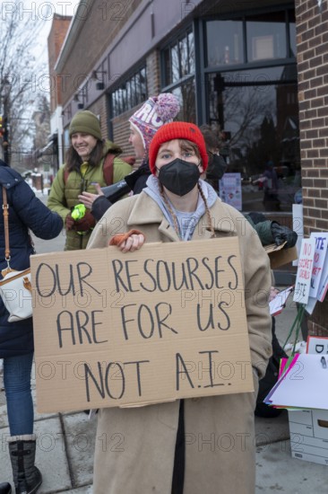 Saline, Michigan USA - 1 December 2025 - Rural Michigan residents rally against the $7 billion