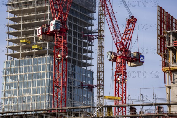 Construction site of the Covivio skyscraper in front, in the vicinity of Alexanderplatz in Berlin,